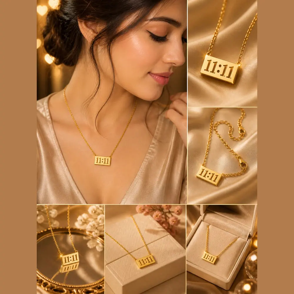 11:11 Gold-Plated Anti-Tarnish Chain Pendant for Men & Women | Lightweight Unisex Jewelry