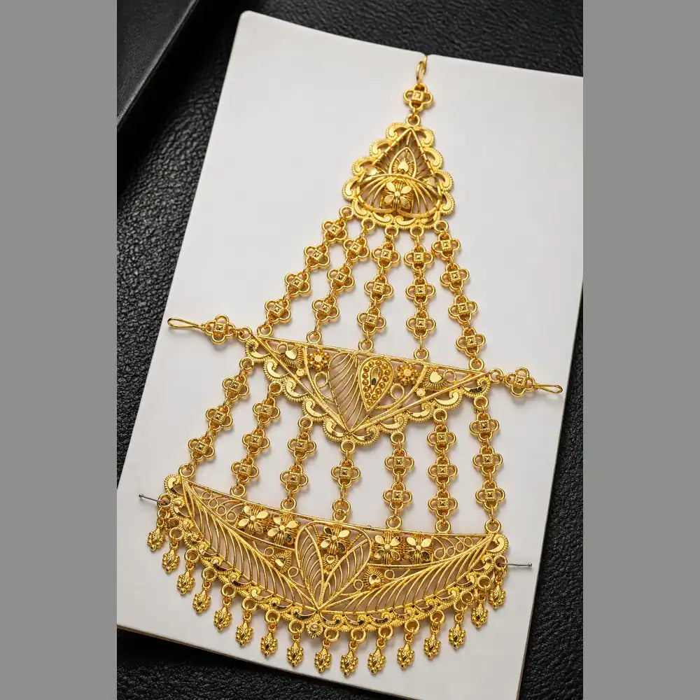 Premium One Gram Gold Look Jhoomar Passa for Women | Bridal Matha Patti Side Head Jewellery | Traditional Wedding & Festive Hair Accessory | ZHome