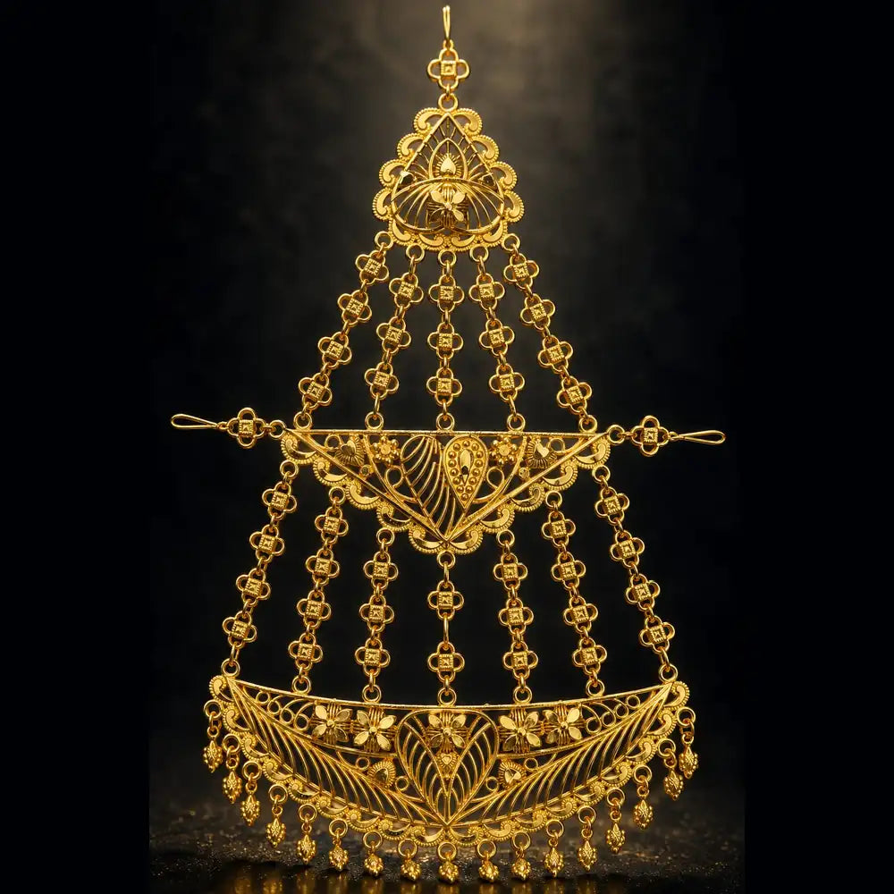 Premium One Gram Gold Look Jhoomar Passa for Women | Bridal Matha Patti Side Head Jewellery | Traditional Wedding & Festive Hair Accessory | ZHome