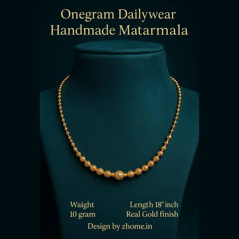 One Gram Gold Handmade Dailywear Matarmala Necklace – 18 Inch | ZHome