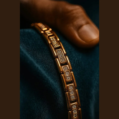 High-Class One Gram Gold Men's Bracelet – Premium AD Stone Design