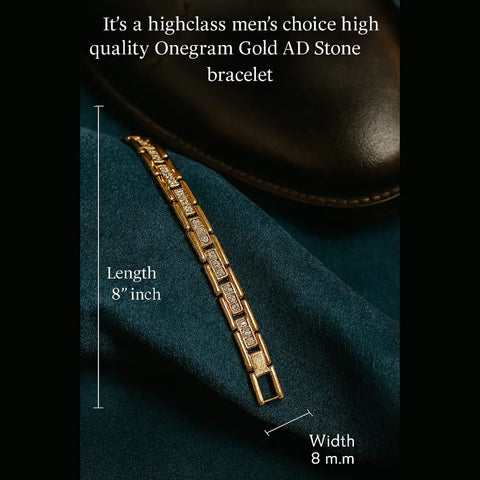 High-Class One Gram Gold Men's Bracelet – Premium AD Stone Design