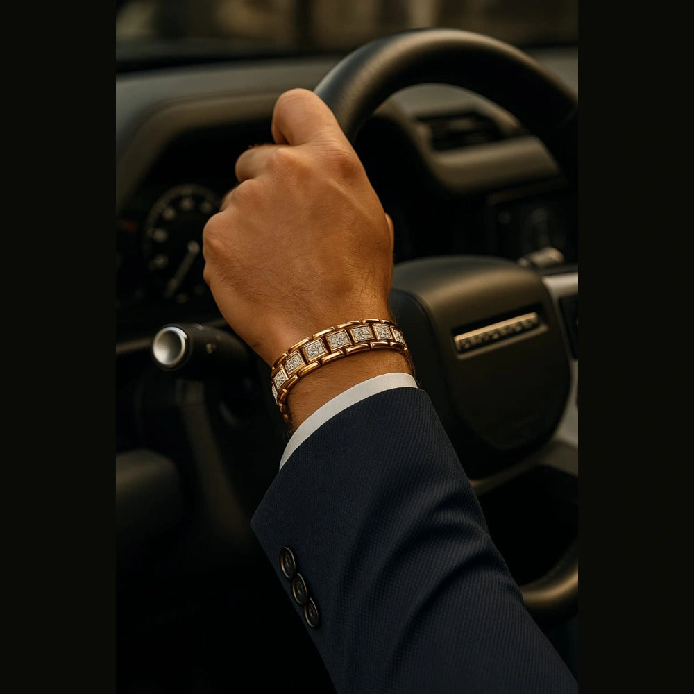 High-Class One Gram Gold Men's Bracelet – Premium AD Stone Design