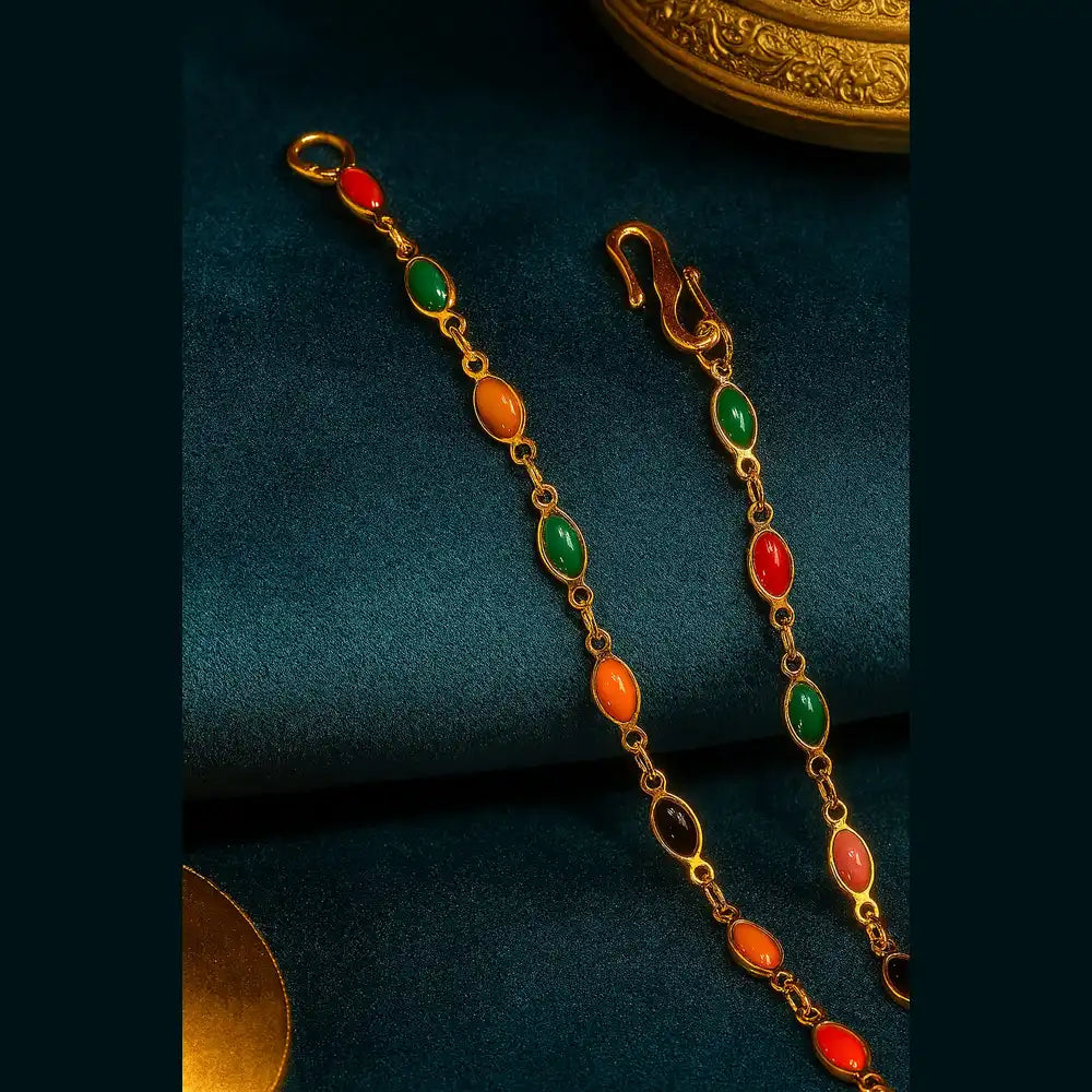 Unisex Multicolour Meena Chain – 20" Gold-Toned | Zhome