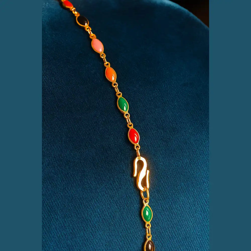 Unisex Multicolour Meena Chain – 20" Gold-Toned | Zhome
