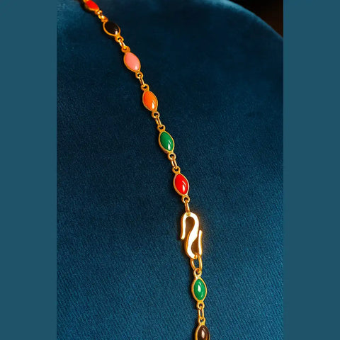 Unisex Multicolour Meena Chain – 20" Gold-Toned | Zhome