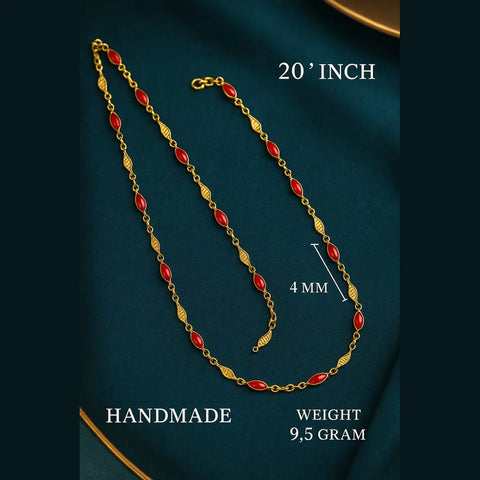 Royal Red Leaf Chain – 20" Handmade Gold-Plated Necklace chain