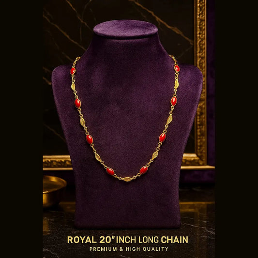 Product image of Royal Red Leaf Chain – 20" Handmade Gold-Plated Necklace chain – image 1