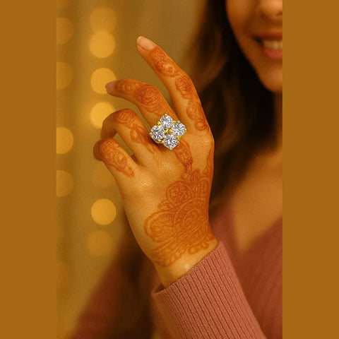 Elegant Gold-Plated Adjustable Ring with CZ Stones