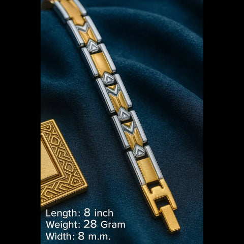 Premium Handmade One Gram Gold Bracelet for Men – 8 Inch, 28 Gram, 8mm Width