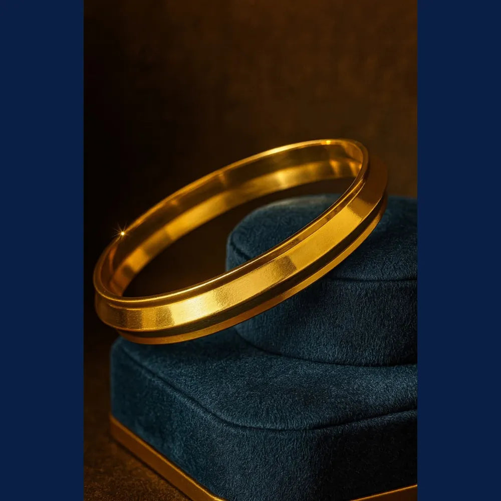 OneGram Gold-Plated Men’s Punjabi Kada – Premium Waterproof Daily Wear (35gm)