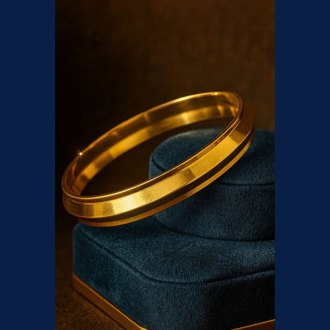 OneGram Gold-Plated Men’s Punjabi Kada – Premium Waterproof Daily Wear (35gm)