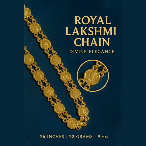 Royal Lakshmi Coin Gold-Plated Chain – 26 Inch, 22 Gram, 9 mm Width