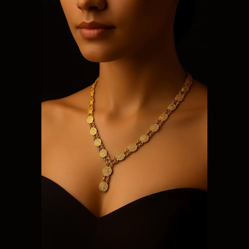 Royal Lakshmi Coin Gold-Plated Chain – 26 Inch, 22 Gram, 9 mm Width