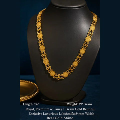 Royal Lakshmi Coin Gold-Plated Chain – 26 Inch, 22 Gram, 9 mm Width