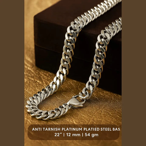 Stylish Silver Finish Cuban Chain for Men