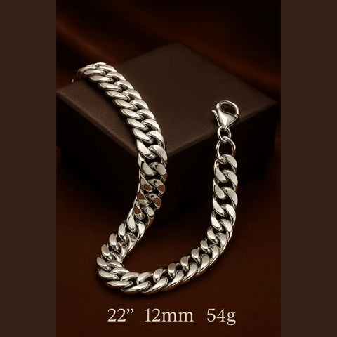 Stylish Silver Finish Cuban Chain for Men