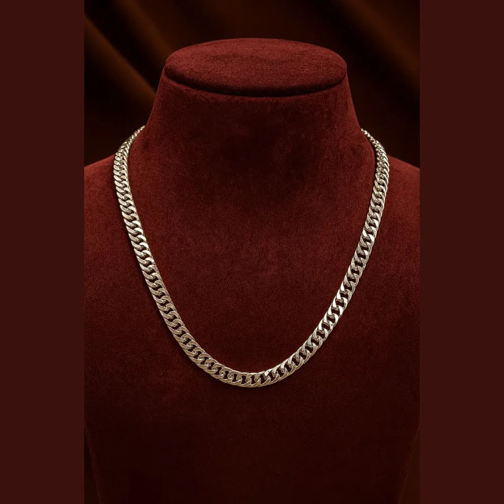 Stylish Silver Finish Cuban Chain for Men