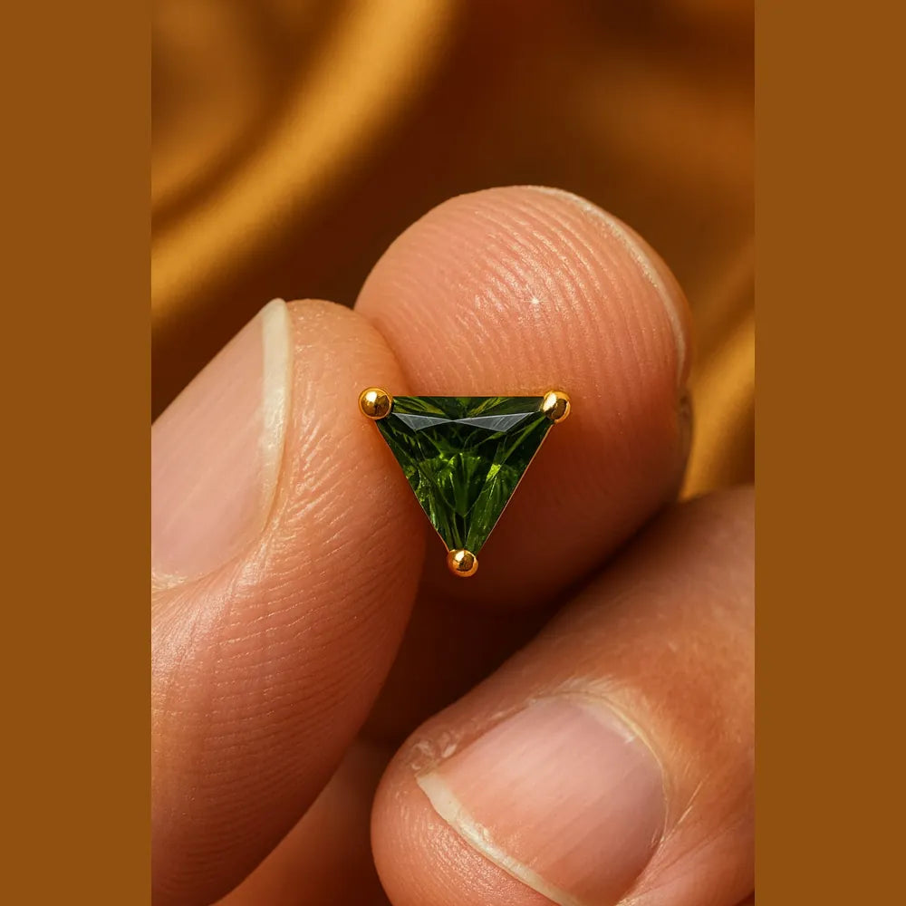 Onegram Gold Green Star Unisex Studs – RealGold Look by Zhome