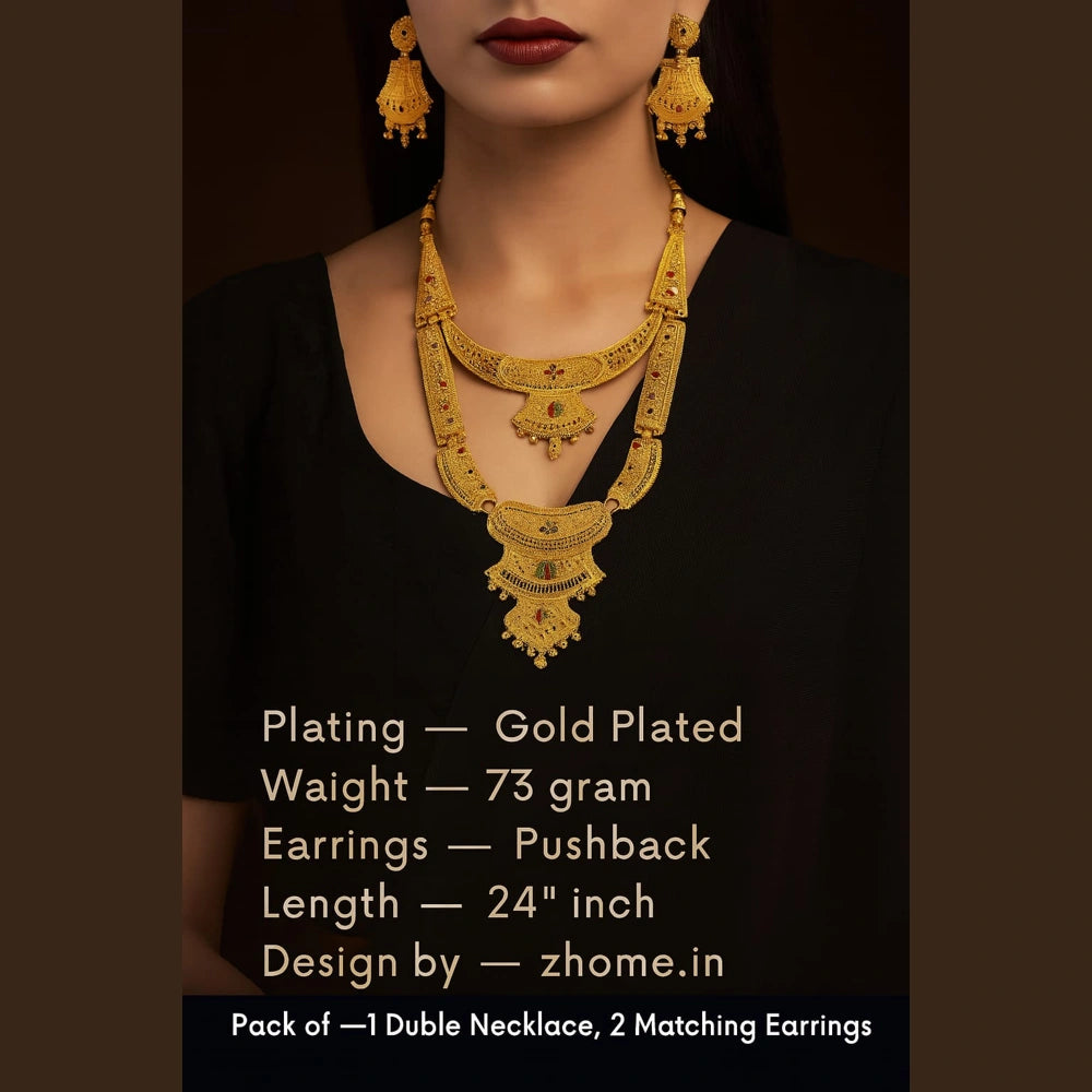 Exquisite 22K Gold-Plated Long Necklace – A Statement of Elegance