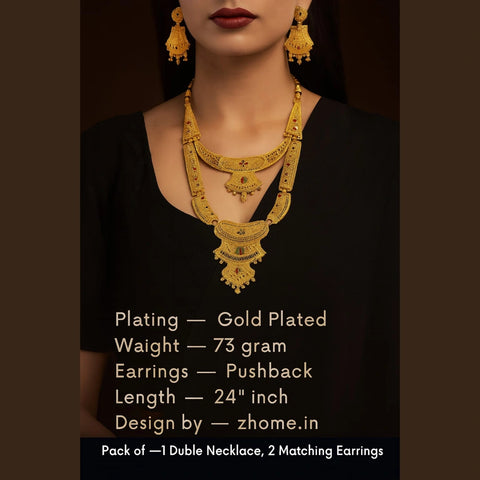 Exquisite 22K Gold-Plated Long Necklace – A Statement of Elegance