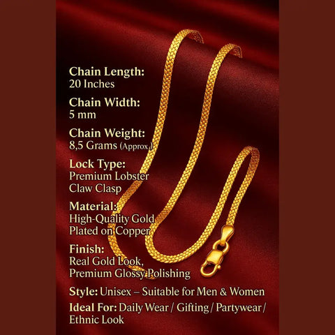 Gold-Plated Chain for Men & Women – Daily Wear 20 inch (Copy)