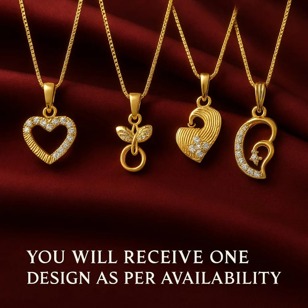 Gold-Plated Heart Pendant with CZ Stones – Elegant Love Necklace