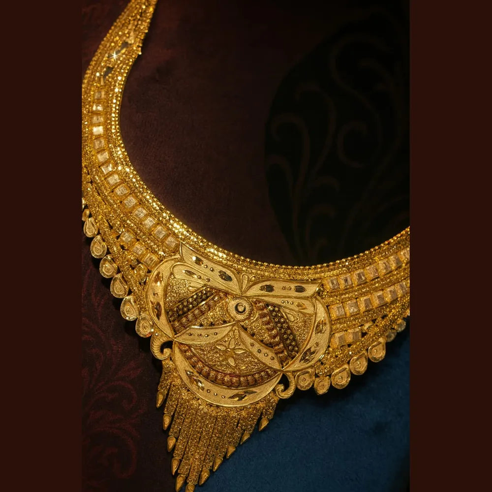 One Gram Gold Bridal Necklace Set with Earrings – Heavy Look Traditional Jewellery for Women