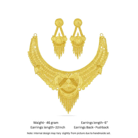 One Gram Gold Bridal Necklace Set with Earrings – Heavy Look Traditional Jewellery for Women