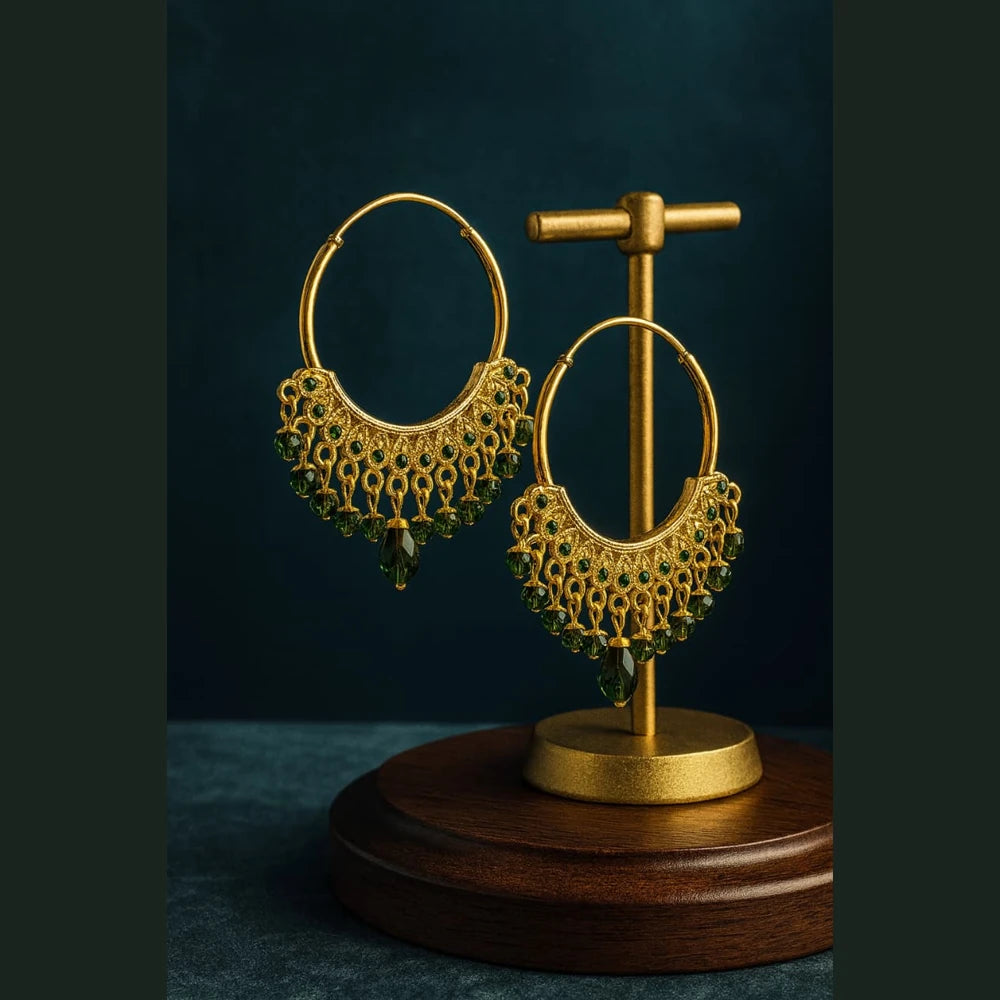 Gold Plated Red Crystal Hoop Earrings – Handmade Brass & Copper