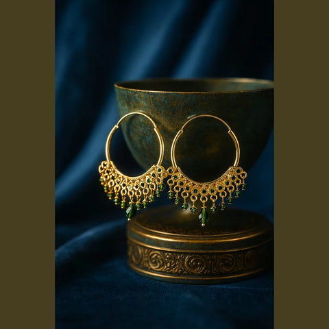 Gold Plated Red Crystal Hoop Earrings – Handmade Brass & Copper