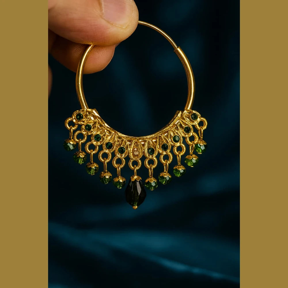 Gold Plated Red Crystal Hoop Earrings – Handmade Brass & Copper
