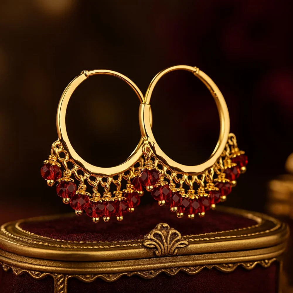 Product image of Products Gold Plated Red Crystal Hoop Earrings – image 19