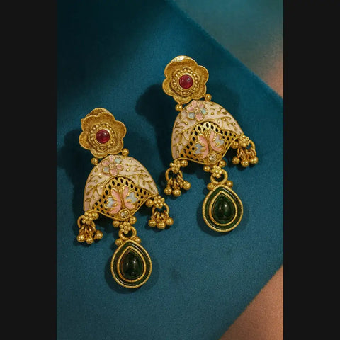 Royal Heritage Gold-Plated Long Necklace Set with Earrings – Handcrafted Bridal Jewelry