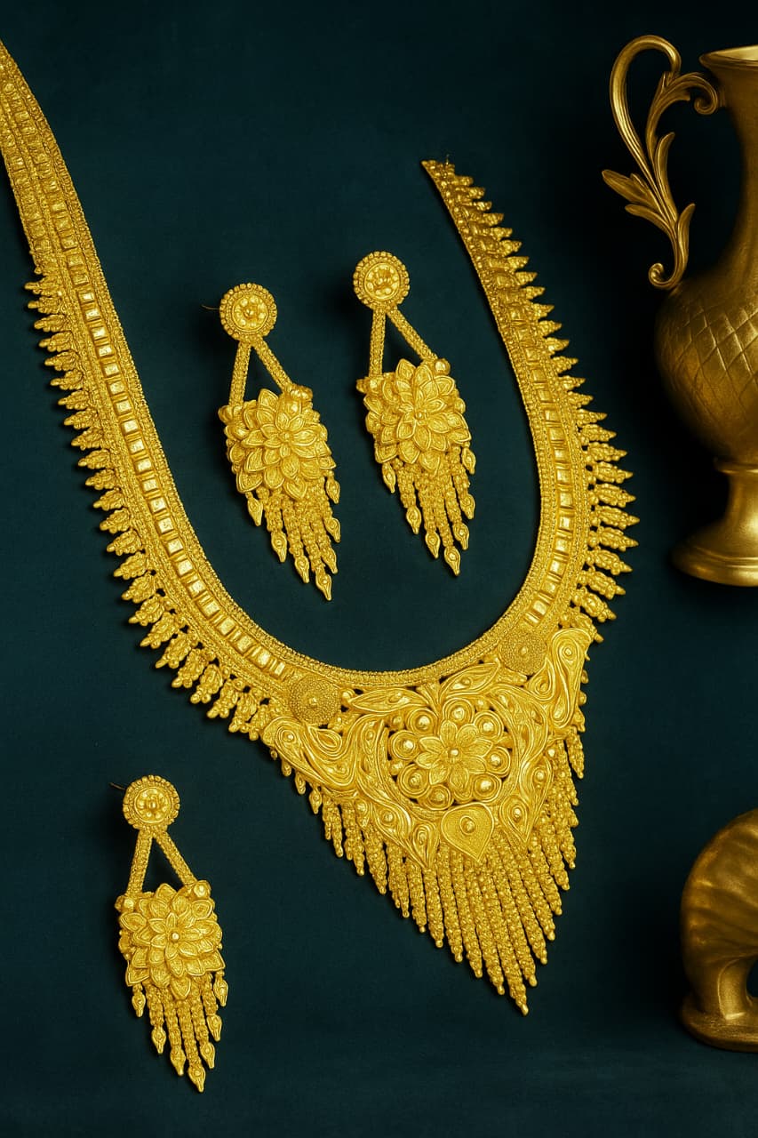 Product image of Long Necklace Jewelry Set Real Gold Look Design For Weddings Special Occasions Copy 2 – image 6