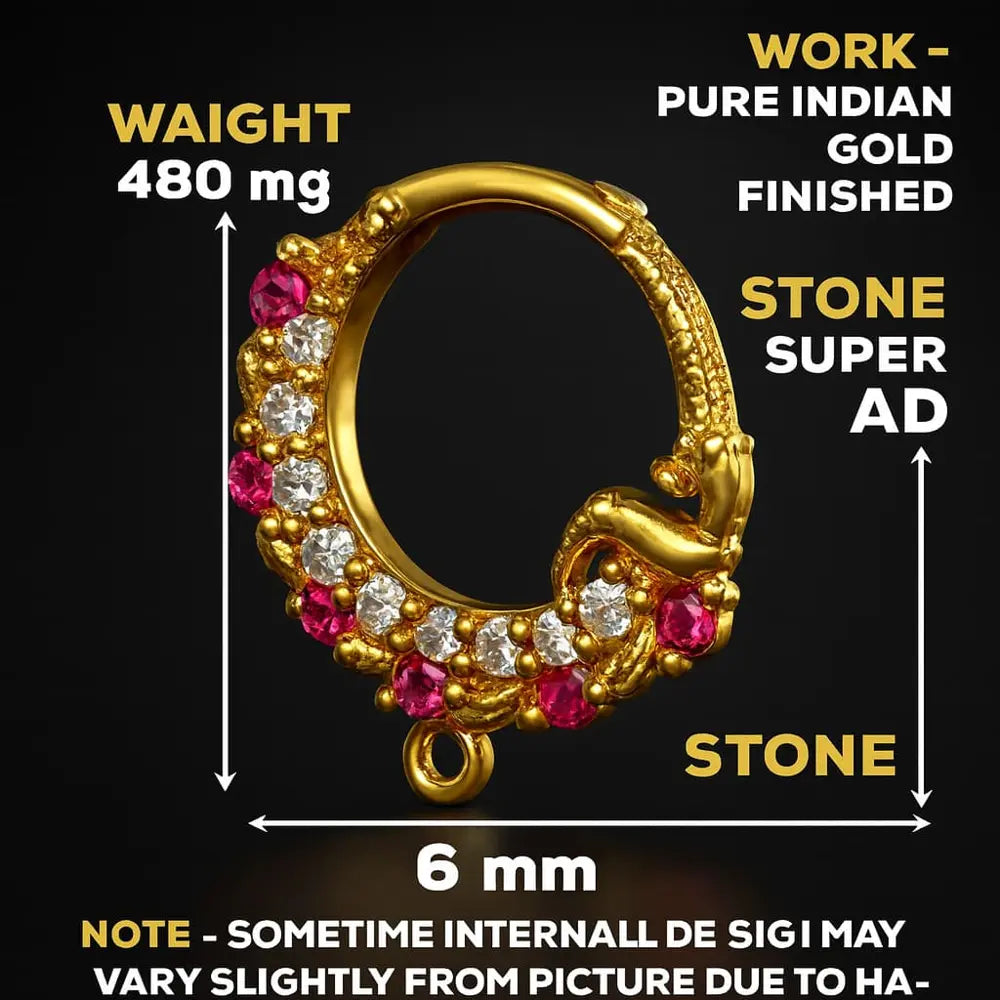 Exclusive Gold-Plated Nose Ring with Sparkling CZ Stones