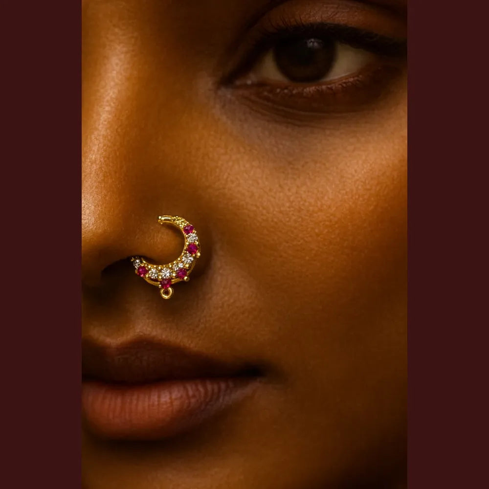 Exclusive Gold-Plated Nose Ring with Sparkling CZ Stones