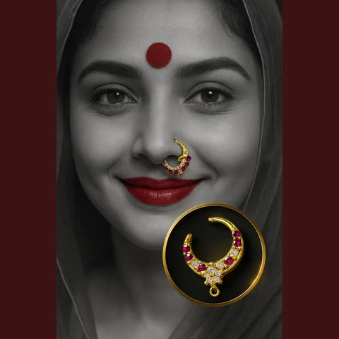Exclusive Gold-Plated Nose Ring with Sparkling CZ Stones
