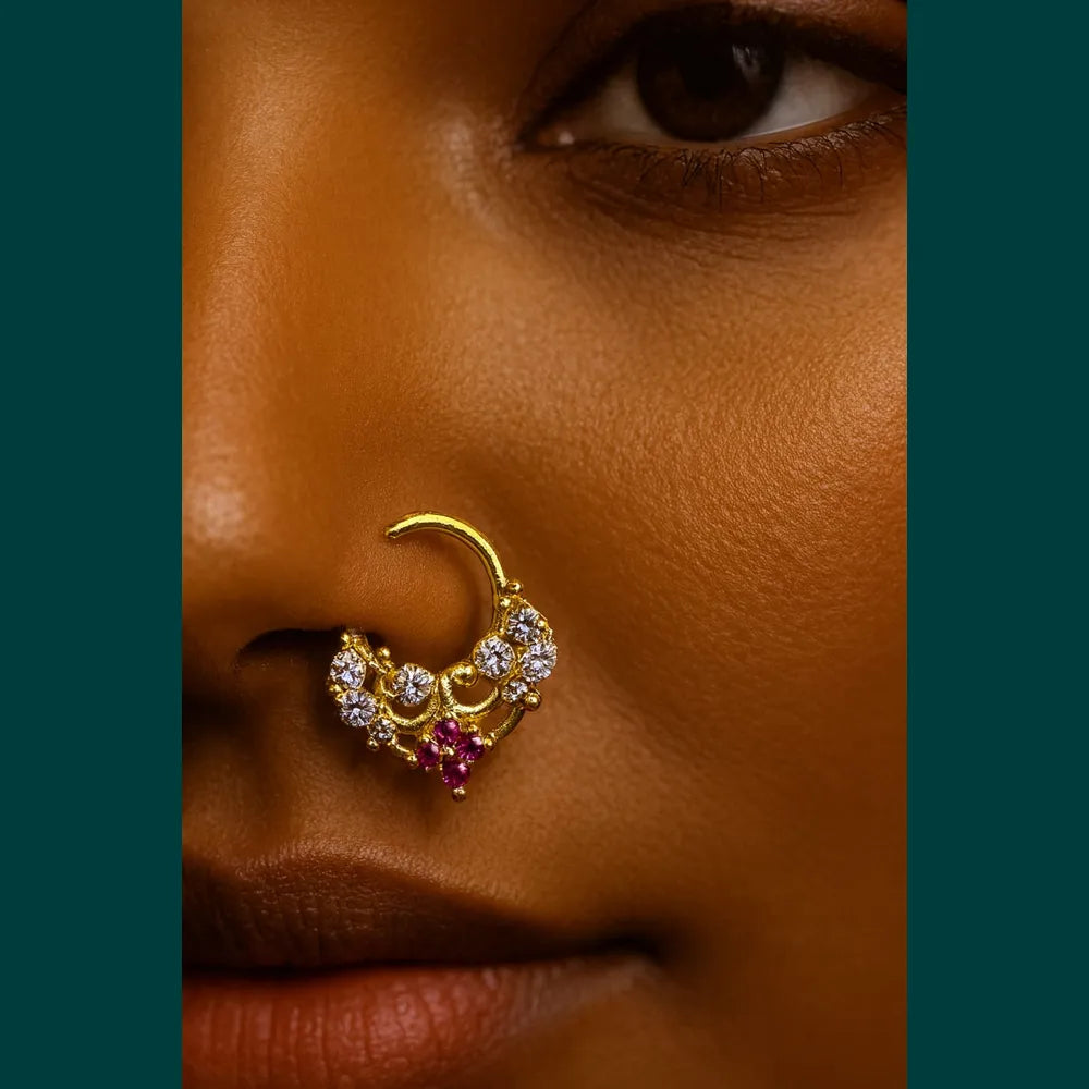 Exclusive Gold-Plated Nose Ring with Sparkling CZ Stones