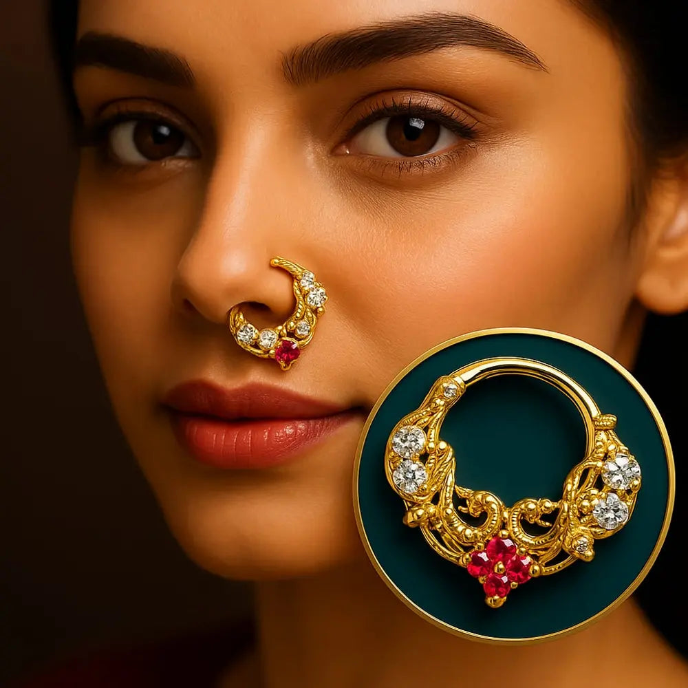 Exclusive Gold-Plated Nose Ring with Sparkling CZ Stones