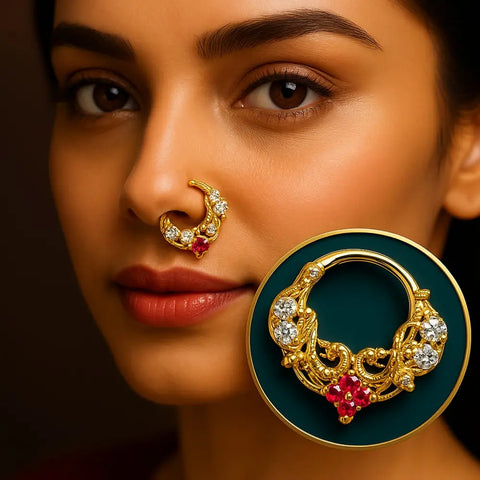 Exclusive Gold-Plated Nose Ring with Sparkling CZ Stones