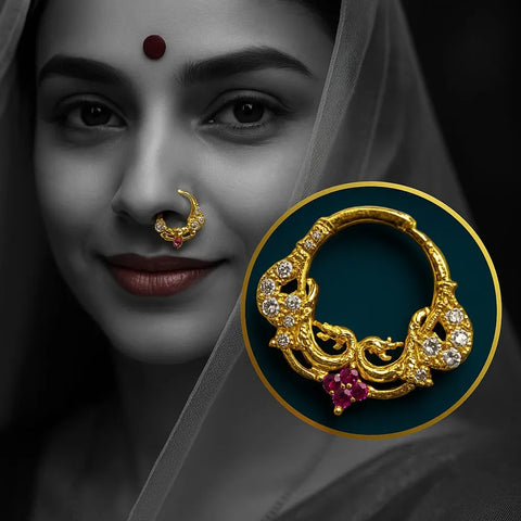 Exclusive Gold-Plated Nose Ring with Sparkling CZ Stones