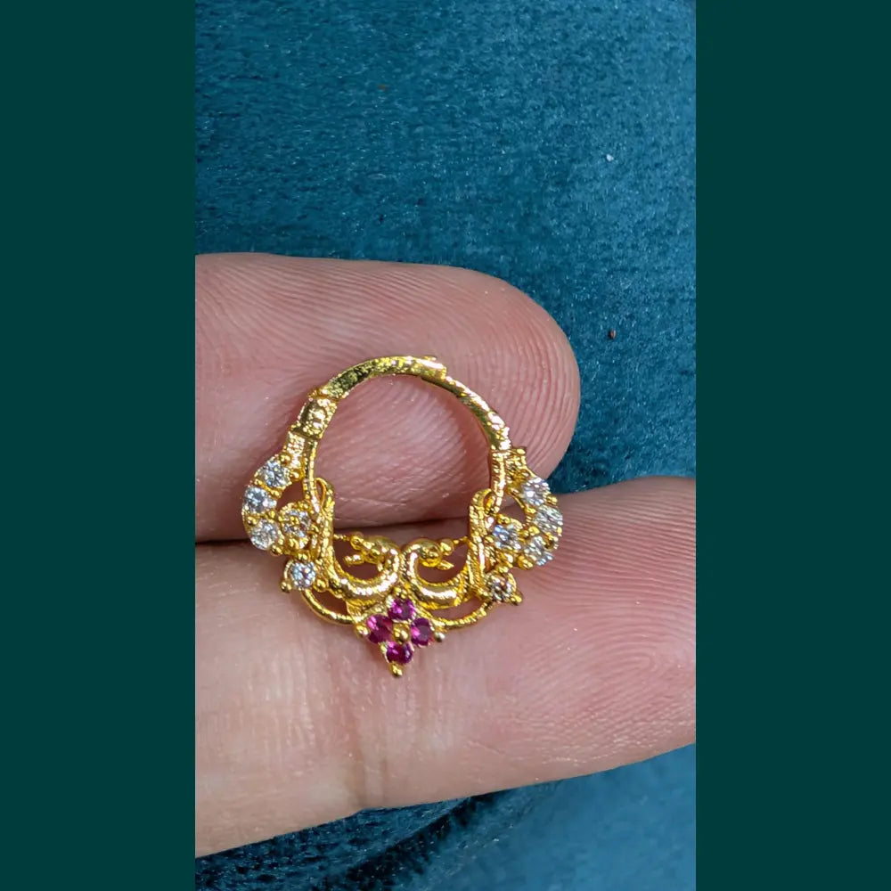 Exclusive Gold-Plated Nose Ring with Sparkling CZ Stones