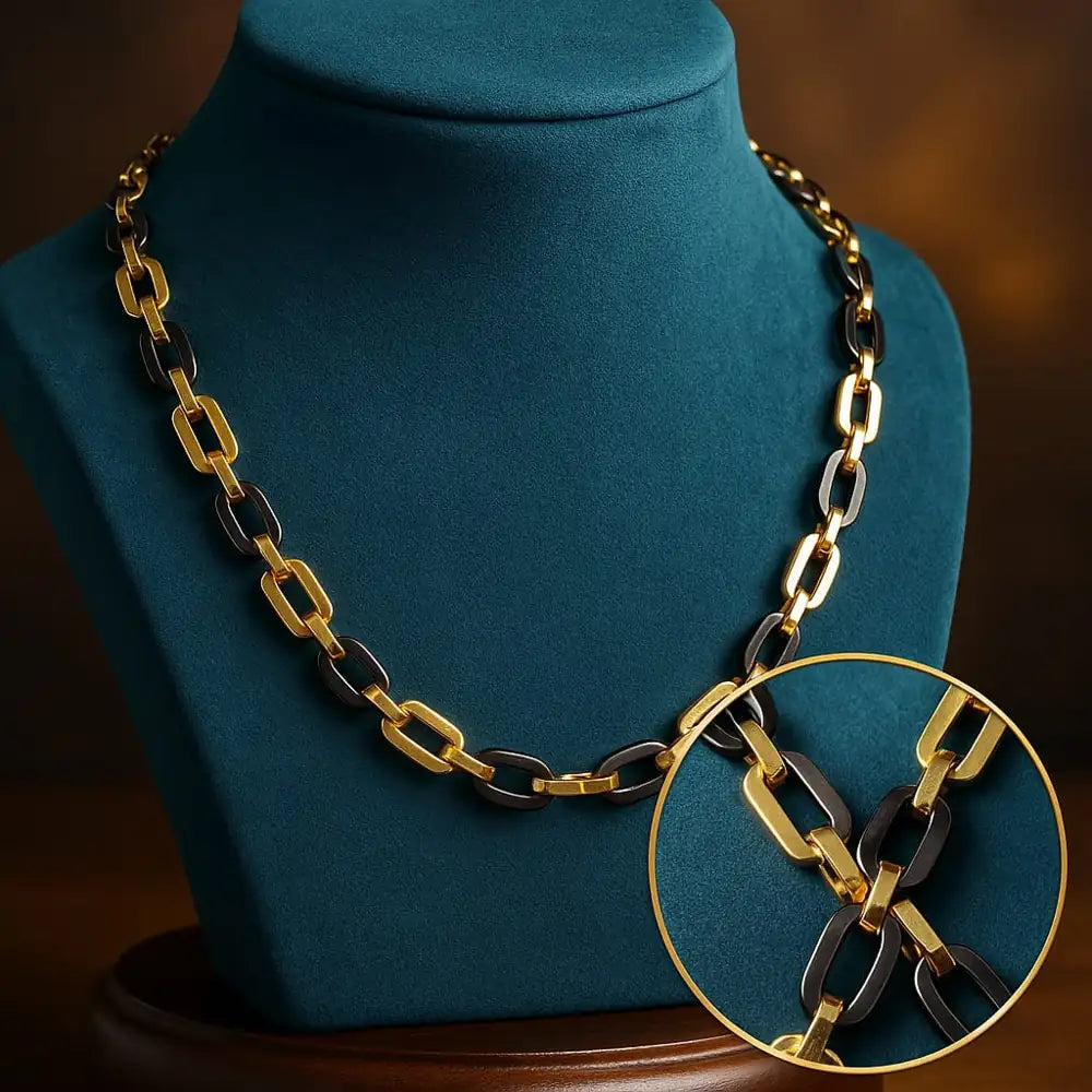 Men’s Exclusive Black & Gold Waterproof Chain – 22 Inch | Bold & Stylish