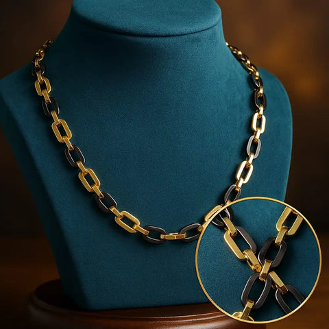 Men’s Exclusive Black & Gold Waterproof Chain – 22 Inch | Bold & Stylish