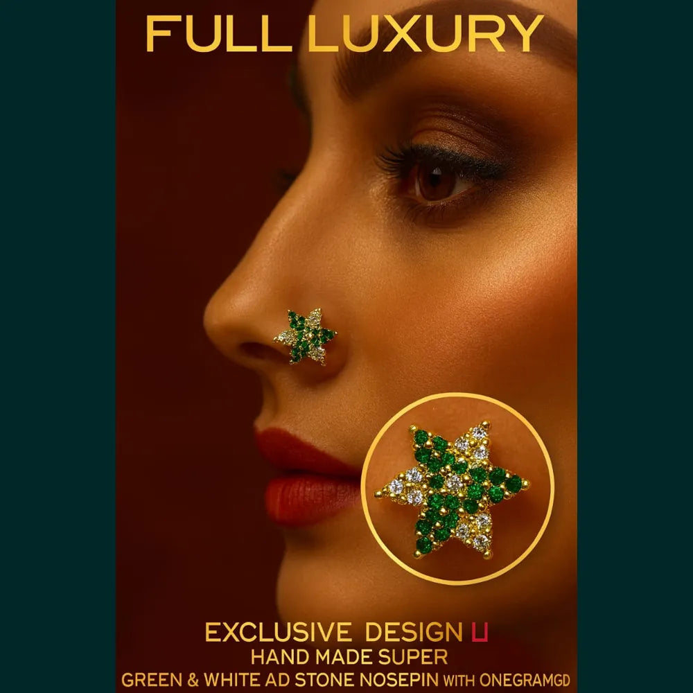 Luxury Designer Nosepin – Elegant AD Stone Detailing