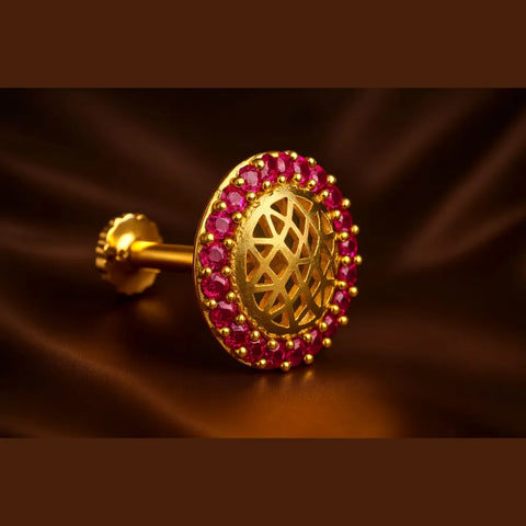 Handmade Gold Finish Nosepin with Sparkling AD Stones