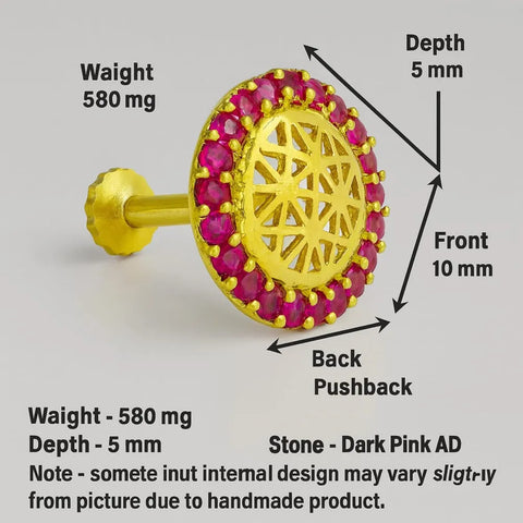 Handmade Gold Finish Nosepin with Sparkling AD Stones