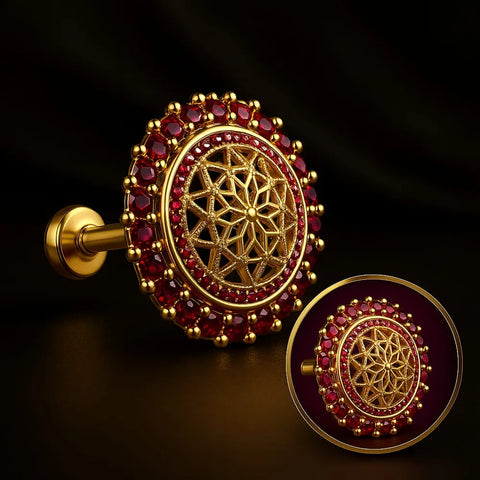 Handmade Gold Finish Nosepin with Sparkling AD Stones