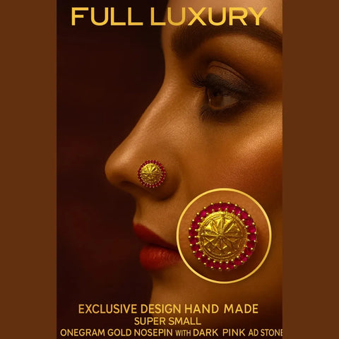 Handmade Gold Finish Nosepin with Sparkling AD Stones
